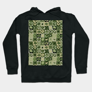 Jungle Rainforest  - Retro Geometric Wobbly Square Grid Pattern Hoodie